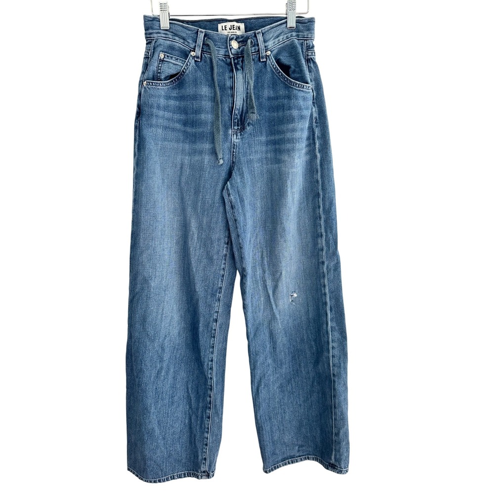 Le Jean Los Angeles Wide Leg Drawstring Jeans Size 25 Made in USA Denim